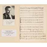 * Milstein (Nathan, 1903-1992). An unpublished and undocumented autograph working sketch-leaf