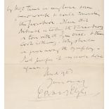 * Elgar (Edward, 1857-1934). Autograph letter signed