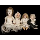 * Dolls. A bisque head doll, French, early 20th century, & 3 others