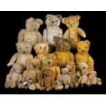 * Teddy Bears. An early teddy bear, probably British, 1930s, & others