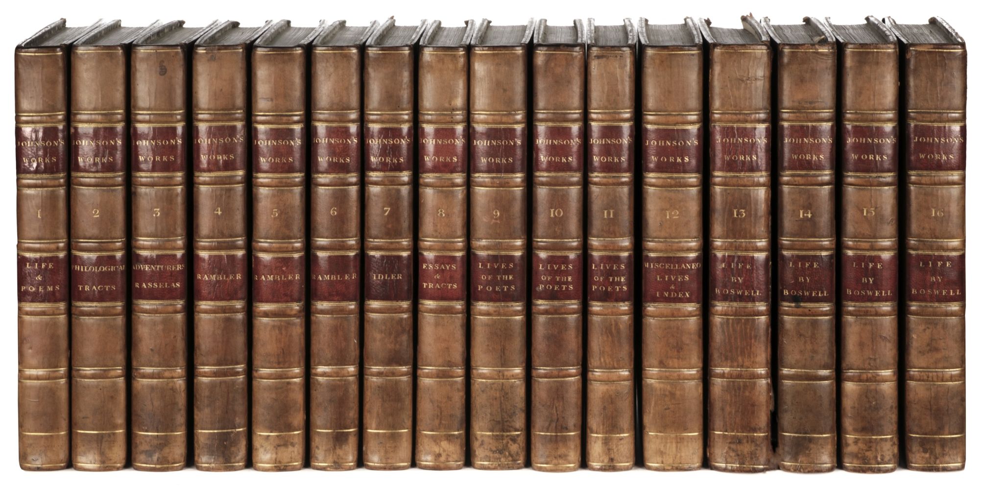 Johnson (Samuel). The Works, & Boswell, Life of Johnson, 16 volumes, 1816, finely bound