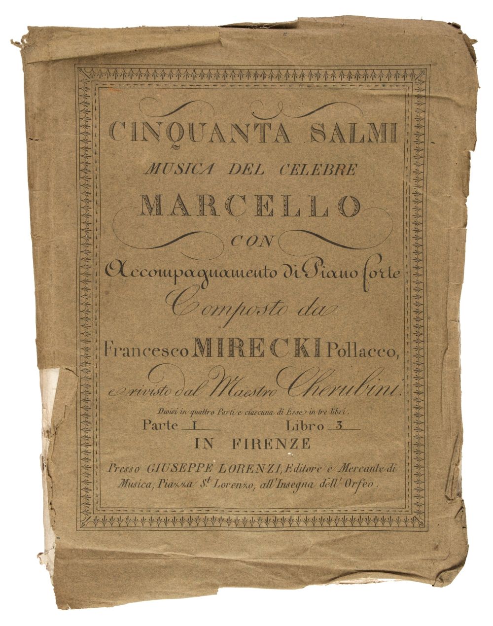 Marcello (Benedetto). Salmi di Davide, 4 volumes, Florence, 1817