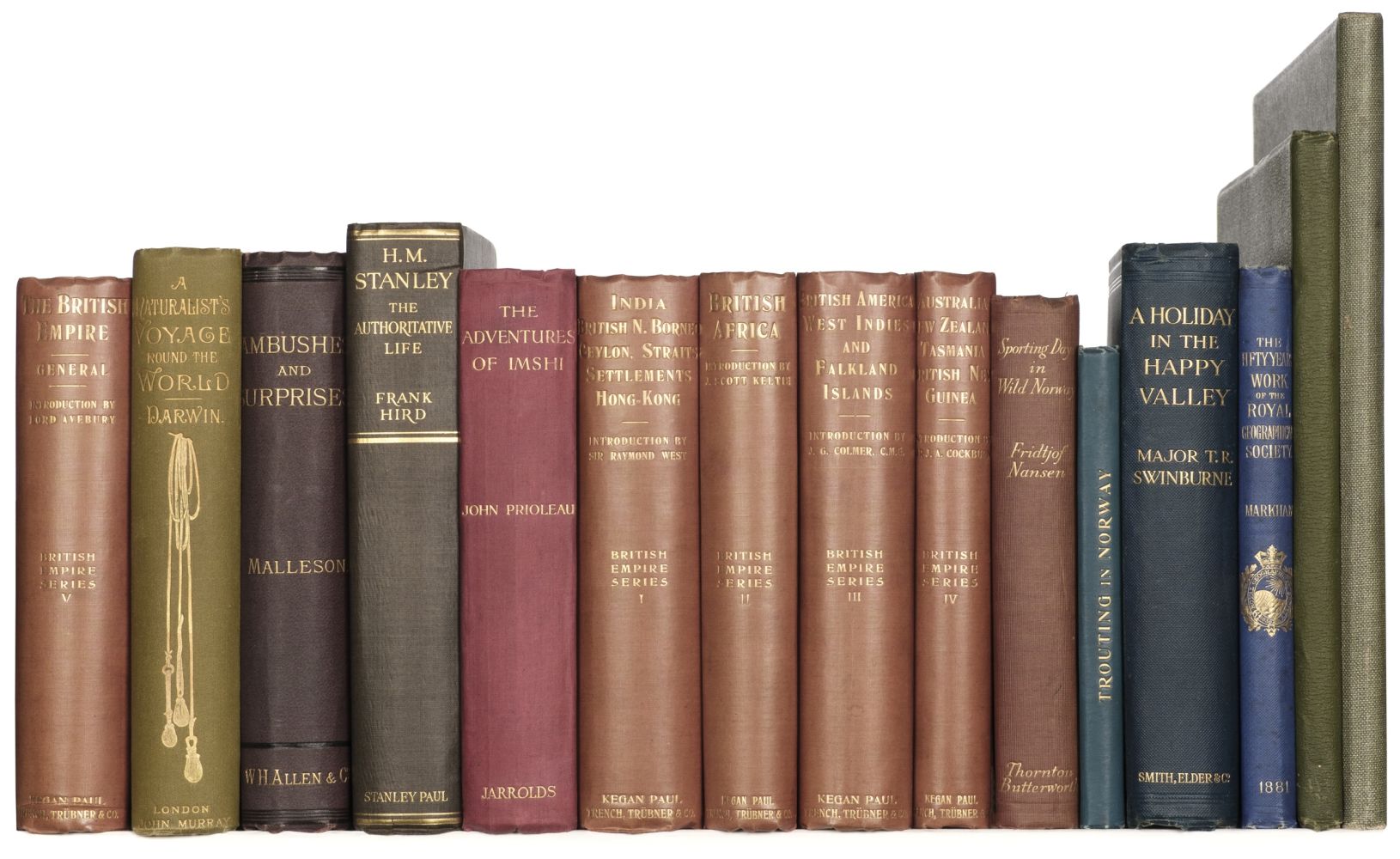 Kegan Paul (publishers). British Empire Series, 5 volumes, 1900-6, & 10 others, travel