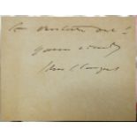 * Sargent (John Singer, 1856-1925). Autograph notecard signed