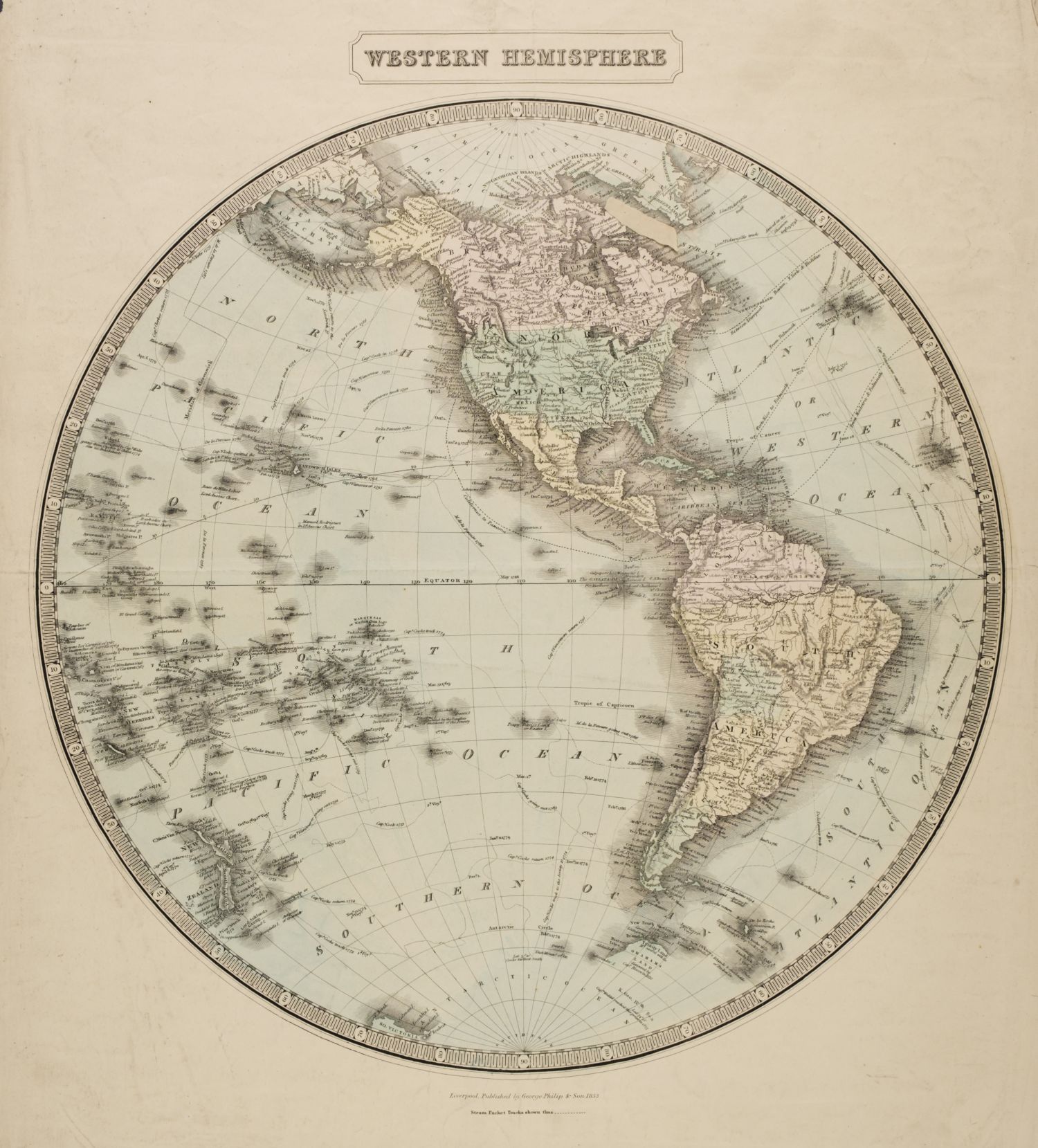 Philip (George & Son, publishers). North and South Poles & East & West Hemisphere, 1853