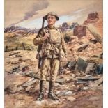 * Holloway (Edgar A., 1870-1941). WWI soldier, watercolour
