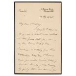 * Law (Andrew Bonar, 1858-1923). Autograph Letter Signed