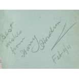 * Houdini (Harry, 1874-1926). Autograph sentiment signed, 1911