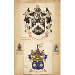 * Heraldry scrapbook. Heraldic artist collection of examples of armorials etc., early 20th century