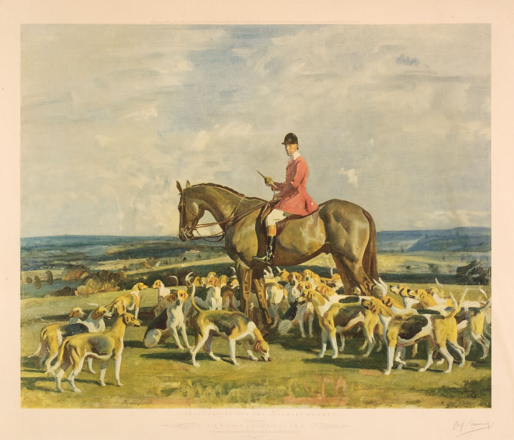 * Munnings (Alfred J.). Stanley Barker and the Pytchley hounds..., Frost & Reed Ltd, 1948