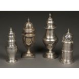 * Casters. Various silver sugar casters