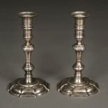 * Candlesticks. A pair of 18th century silver candlesticks