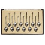 * Omar Ramsden. Cased silver tea and coffee spoons