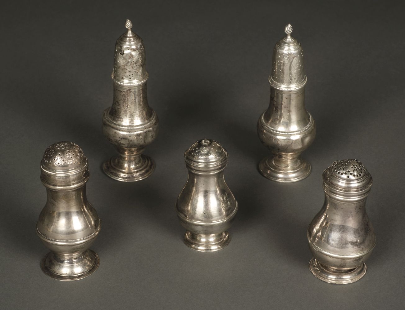 * Pounce Pots. George III silver pounce pots