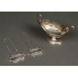 * Mixed Silver. A George III silver two handle salt by Henry Chawner