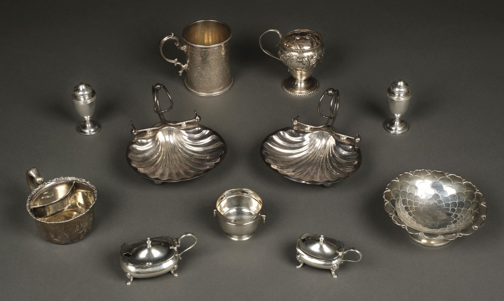 * Mixed Silver. Victorian silver mug and other items