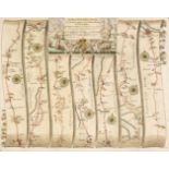 Ogilby (John). Six road maps, all relating to Wales, 1675 or later