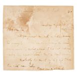 * De Quincey (Thomas, 1789-1859). Autograph letter, c.1835