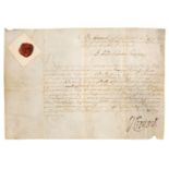 * Cromwell (Oliver, 1599-1658). Document Signed, 1651