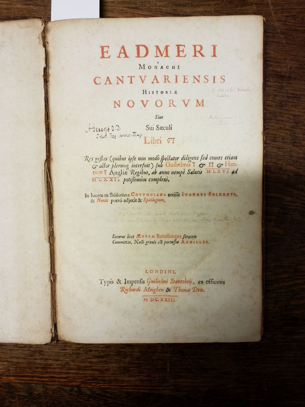 Eadmer of Canterbury. Historiae novorum, 1st edition, 1623 - Image 8 of 9