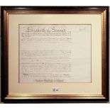 * Elizabeth II (1926- ). Document Signed, 'Elizabeth R', St James's, 22 November 1970