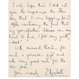 * Elizabeth II (1926-). Autograph Letter Signed, 1951