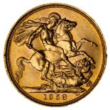 * Elizabeth II, full gold Sovereign, 1958