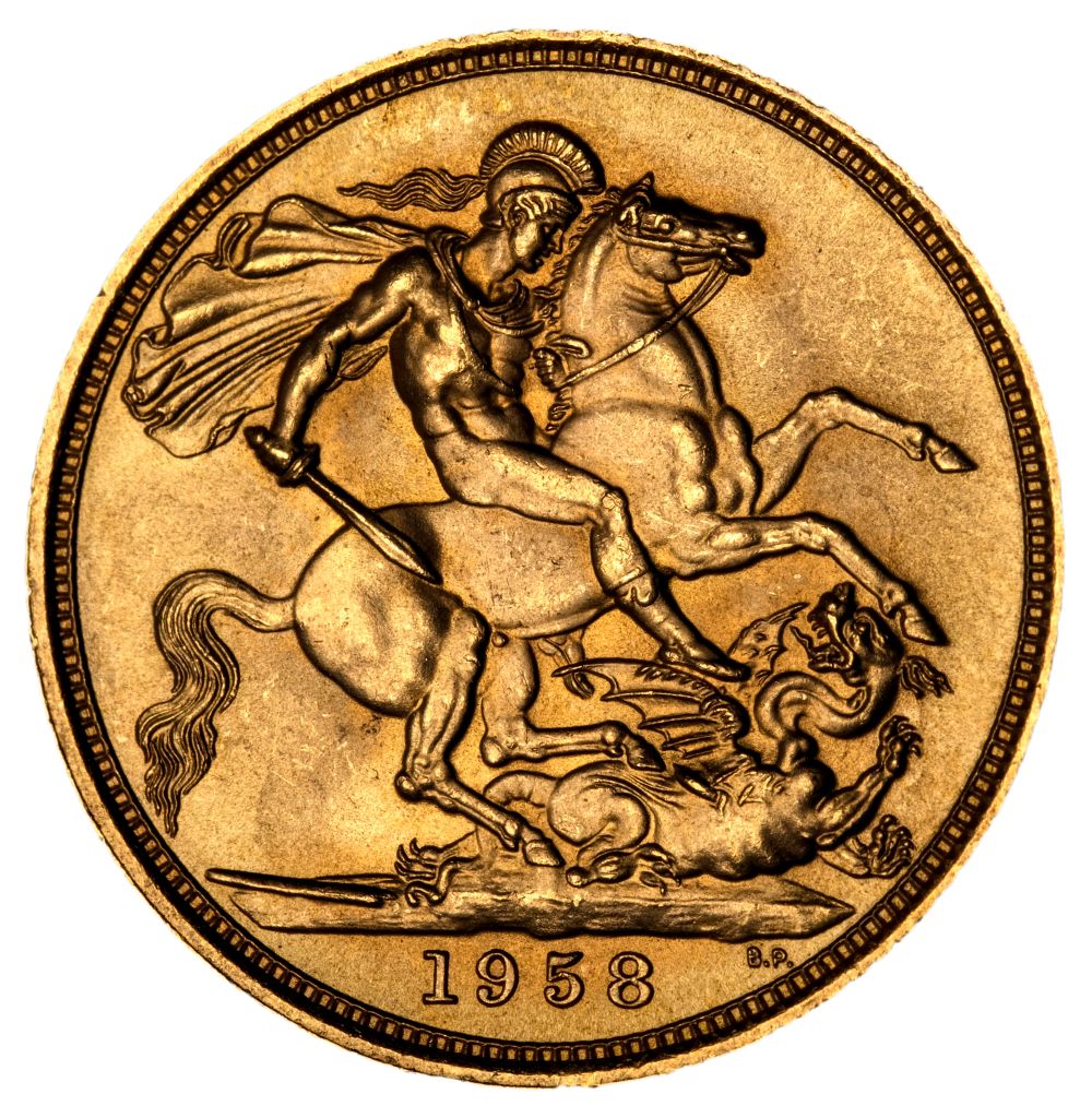 * Elizabeth II, full gold Sovereign, 1958