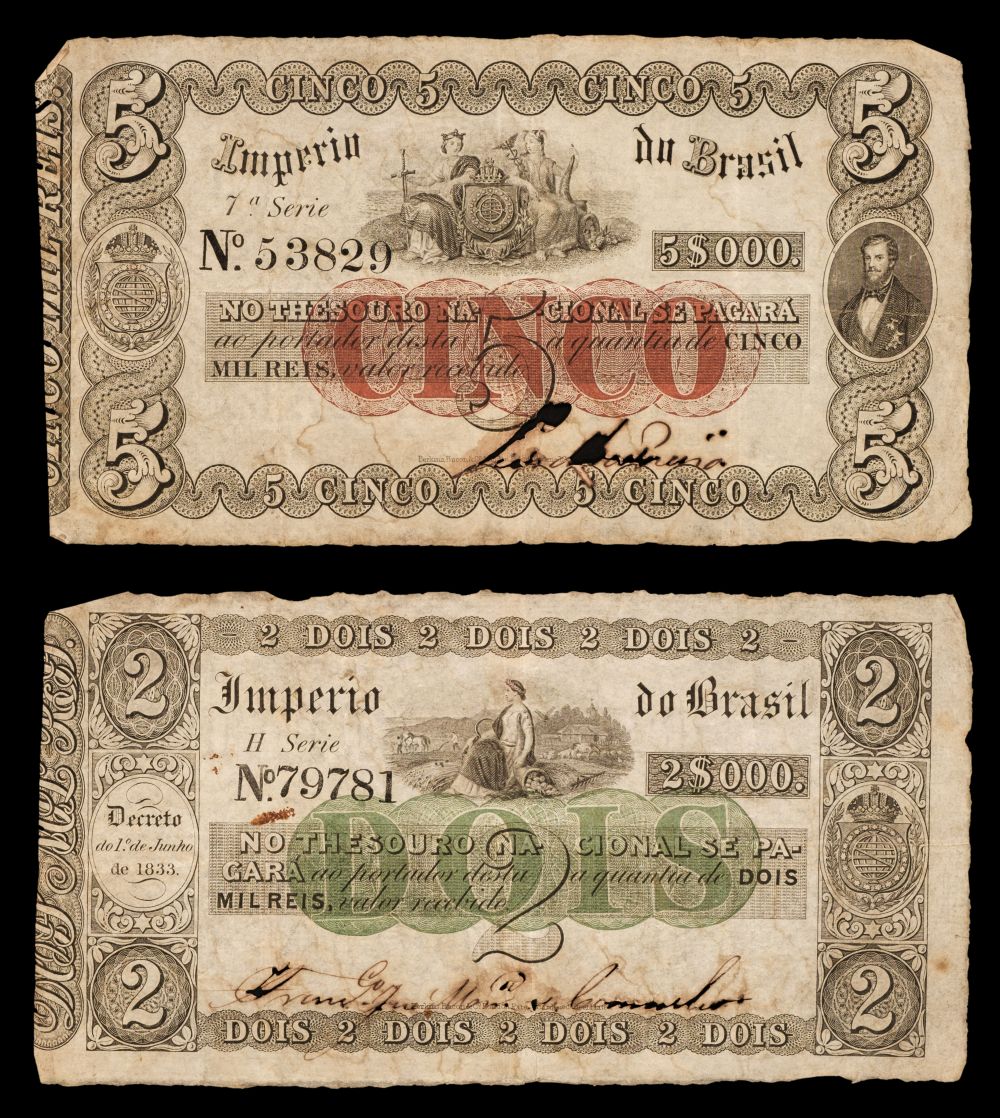 * Banknotes. Brazil, Cinco & Dois 1833