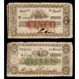 * Banknotes. Brazil, Cinco & Dois 1833