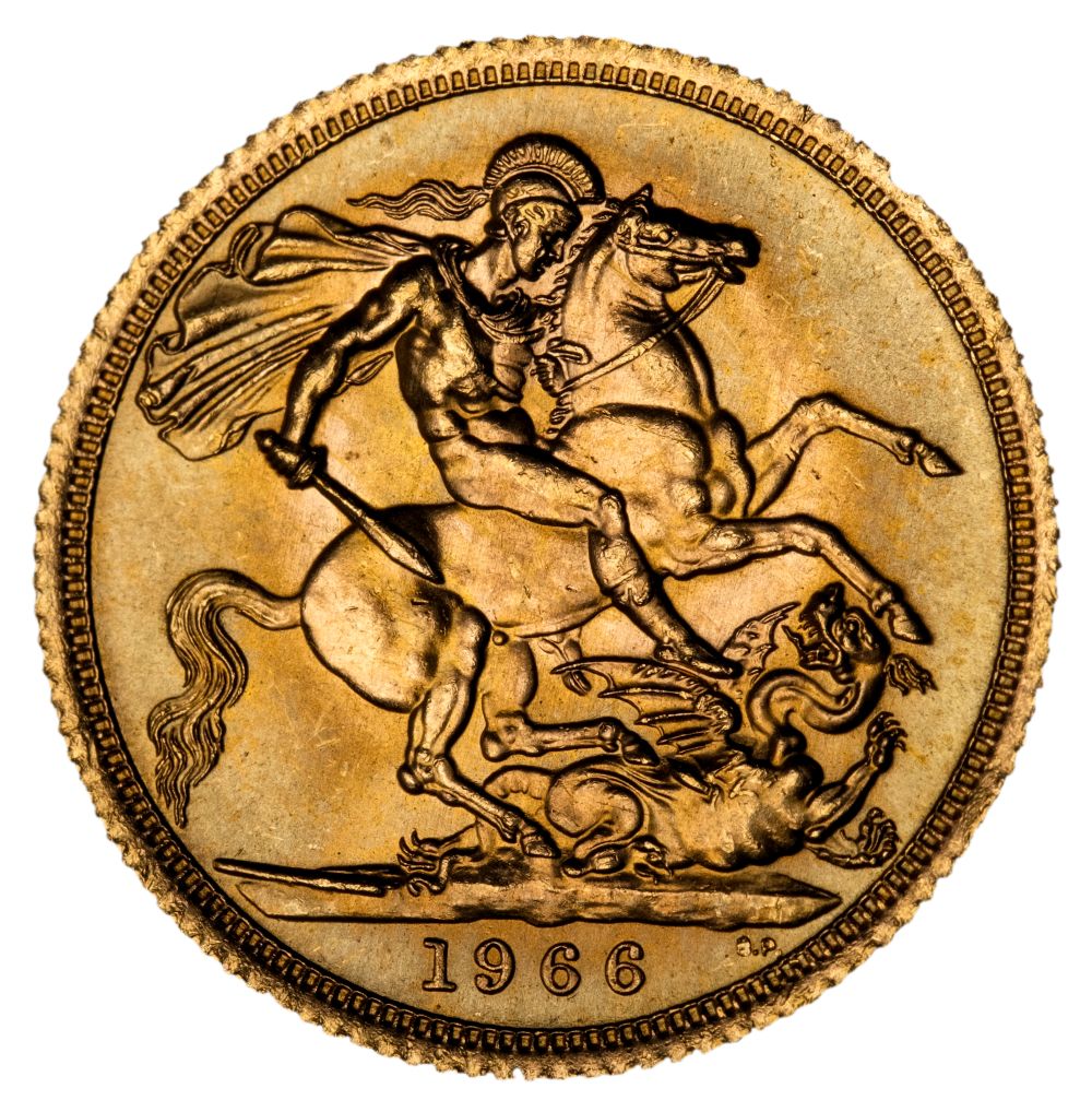 * Elizabeth II, full gold Sovereign, 1966