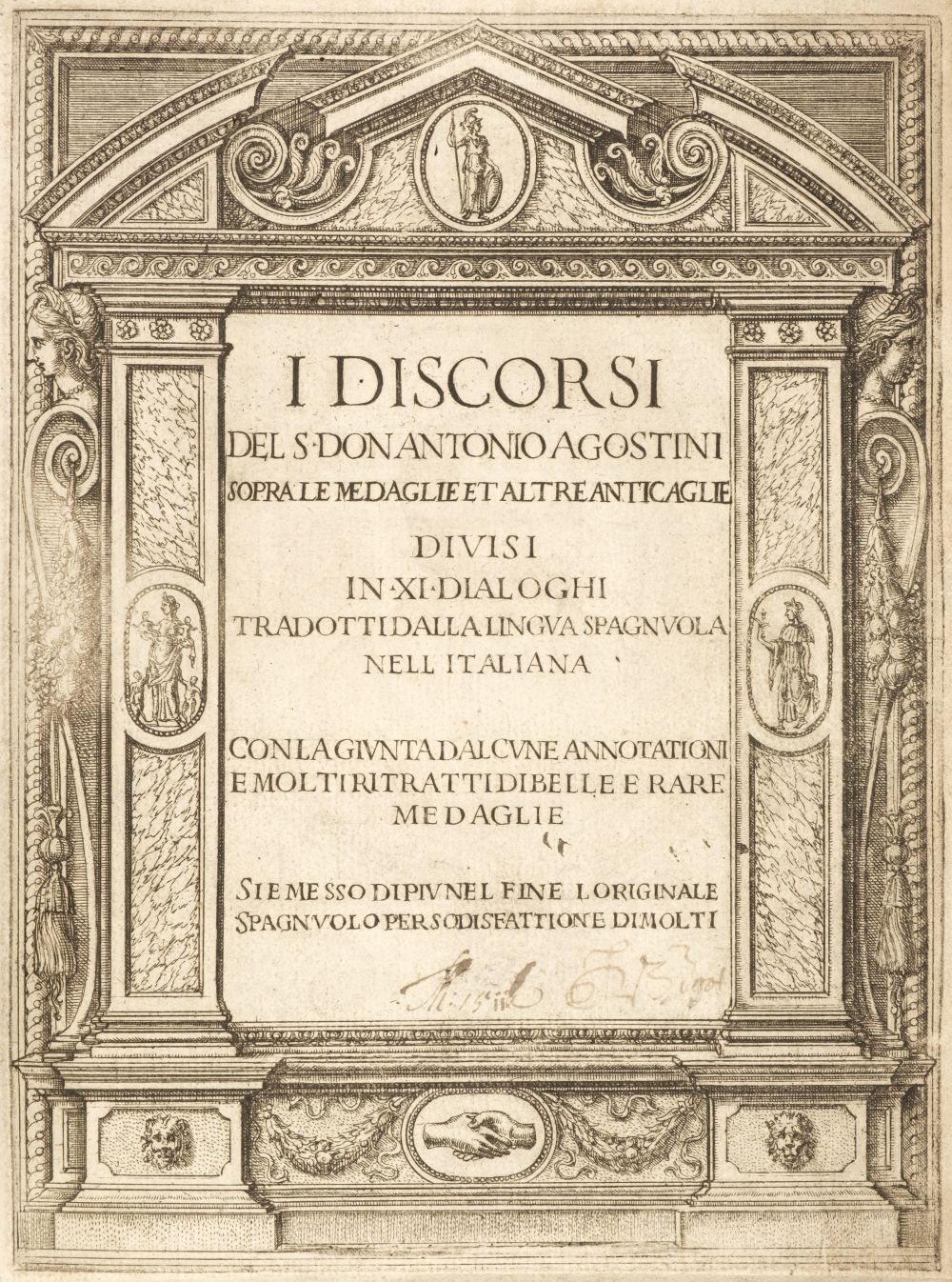 Agustin (Antonio). I discorsi sopra le medaglie et altre anticaglie, 1592, ex libris Basil Kennett