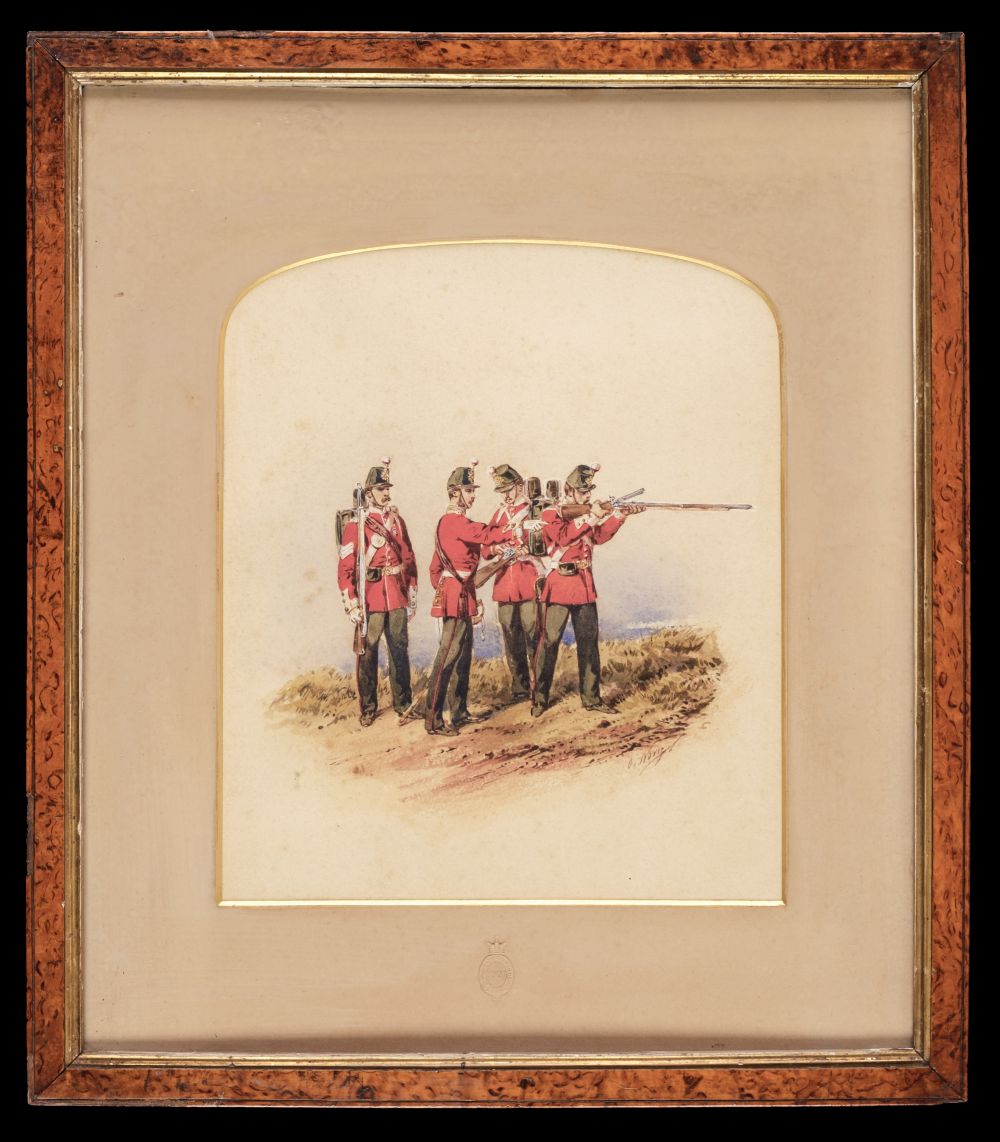 * Norie (Orlando, 1832-1901), Huntingdonshire Regiment watercolour, circa 1900