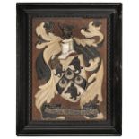 * Heraldry. An armorial panel of Major F.P.R. Nichols M.C. R.A.S.C., early 20th century