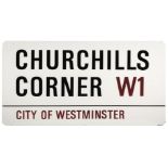 * Road Sign. Churchills Corner W1, Westminster, London