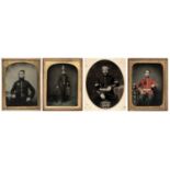 * Military Ambrotypes. A group of 4 quarter-plate ambrotypes