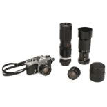 * Asahi Pentax Spotmatic SP 35mm film camera with Super-Takumar 55m f/1.8 and 28mm f/3.5 lenses