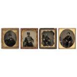 * Military Ambrotypes. A group of five one-sixth plate ambrotypes, circa 1860