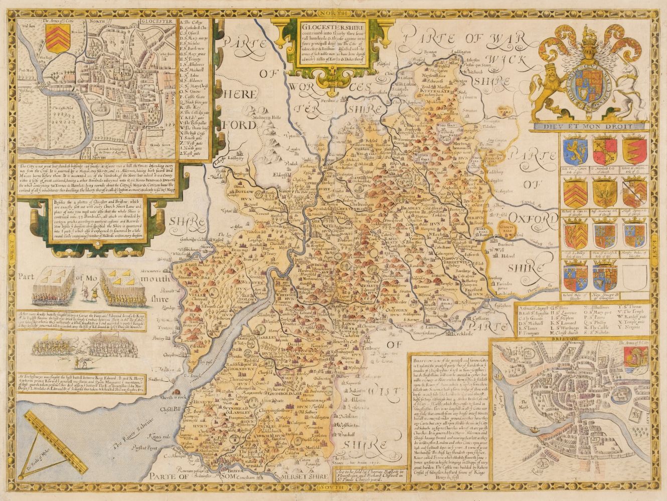 Gloucestershire. Speed (John), Glocestershire contrived into thirty thre several hundreds, 1676