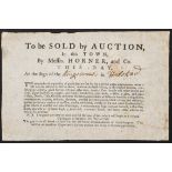 Auction flyer. To be Sold at Auction in this Town, by Messrs. Horner, and Co., c. 1800