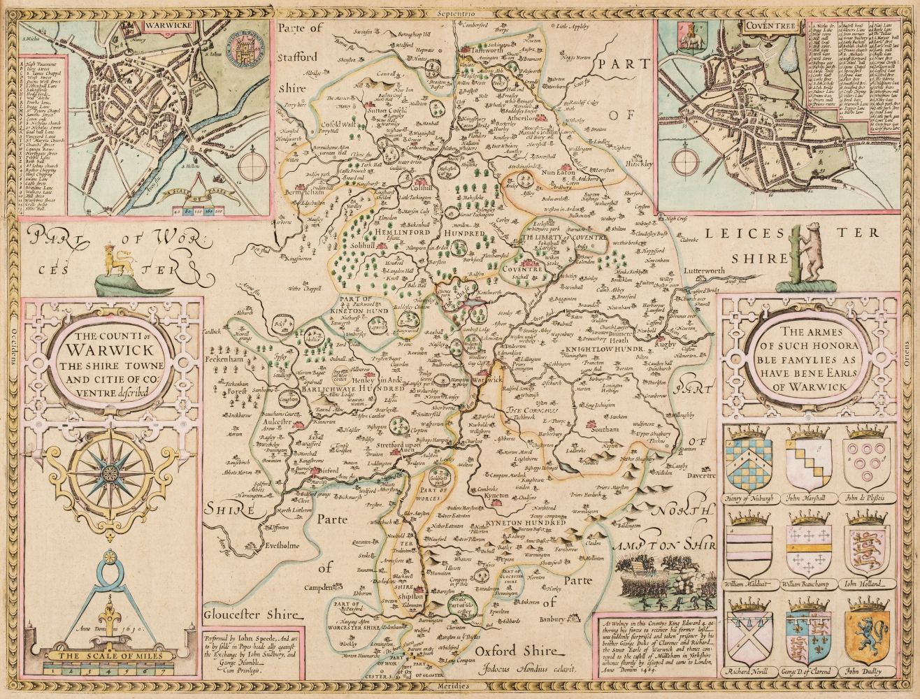 * Warwickshire. Speed (John), The Counti of Warwick, The Shire Towne..., 1627