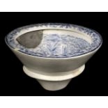 * Toilet Bowl. Victorian blue and white transfer print pottery toilet bowl