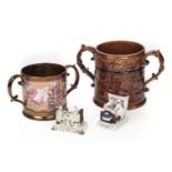 * Victorian Ceramics. Two Loving cups and fairings