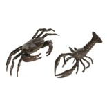 * Bronzes. Japanese bronze crab and lobster, Meiji period