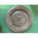 * Communion Plate. Pewter plate dated 1704