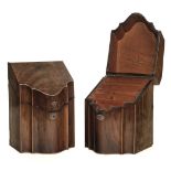 * Knife Boxes. Pair of George III mahogany knife boxes
