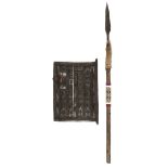 * Tribal Art. Zulu spear and grain door