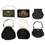 * Bags. Six early 20th century bags, and other accessories