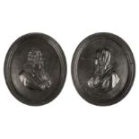 * Basalt. Pair of 19th-century plaques