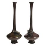 * Vases. Pair of Japanese bronze vases, Meiji period
